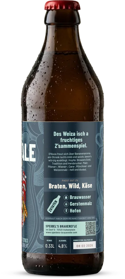 Speidel&rsquo;s Pale Ale, back label